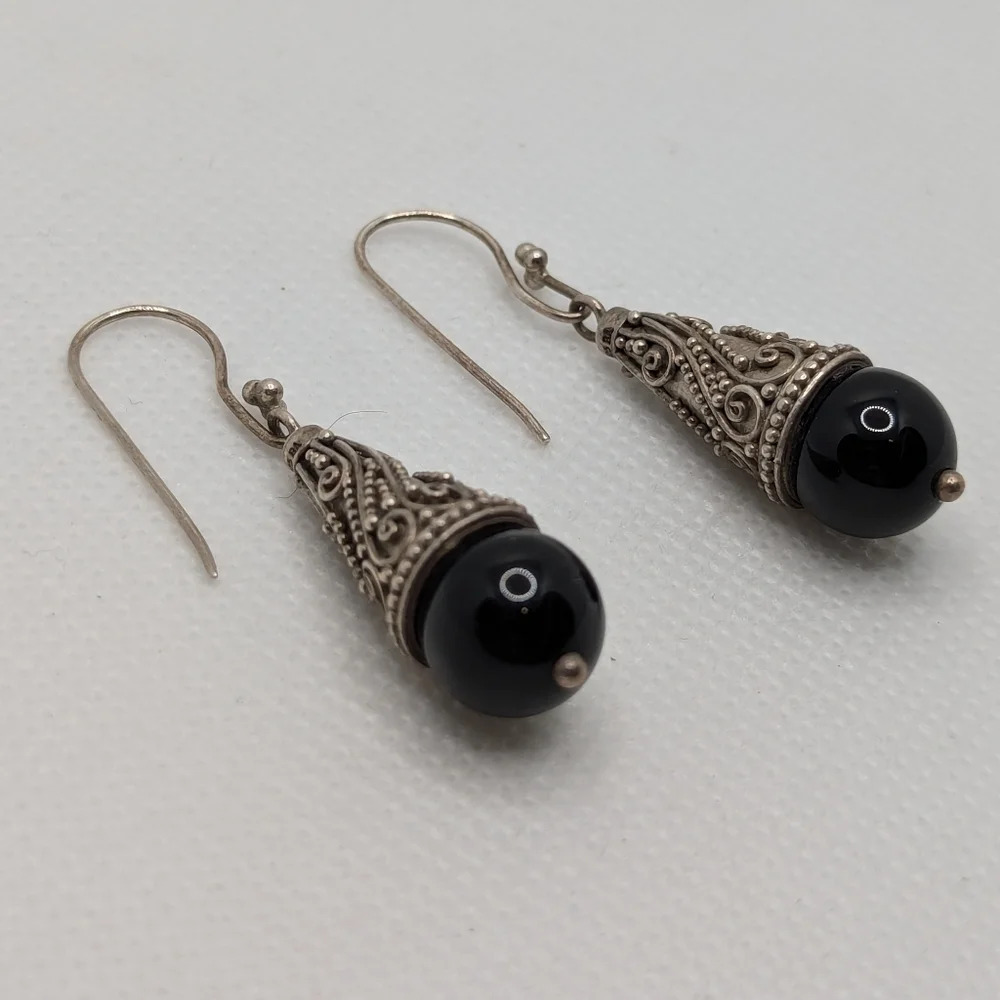 Indonesia Bali contemporary  onyx earrings